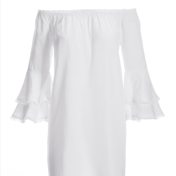 NWT Boston Proper Size‎ XS White Off-Shoulder Dress with Ruffle Sleeves - Picture 2 of 14